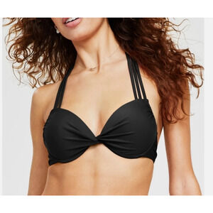 Salt + Cove Juniors' Strappy Underwire Push-up Bikini Top Black Size XS 10648
